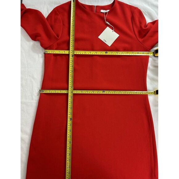 Tibi Long-Sleeve Crepe Mini Cocktail Dress Red Zipper Valentine sz 12 NWT $495 - Picture 10 of 16